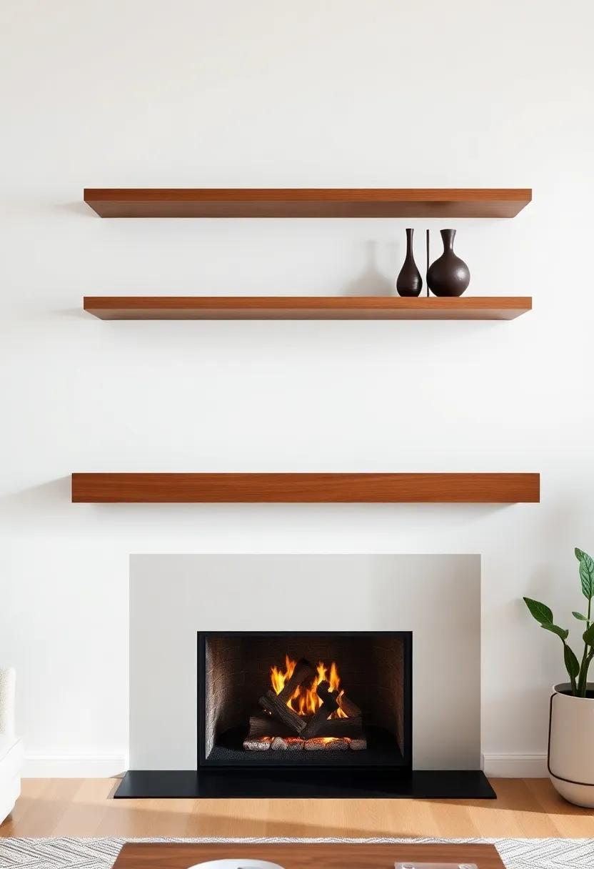 Elevate Your Aesthetic​ with Sleek Floating Shelves Above the Hearth