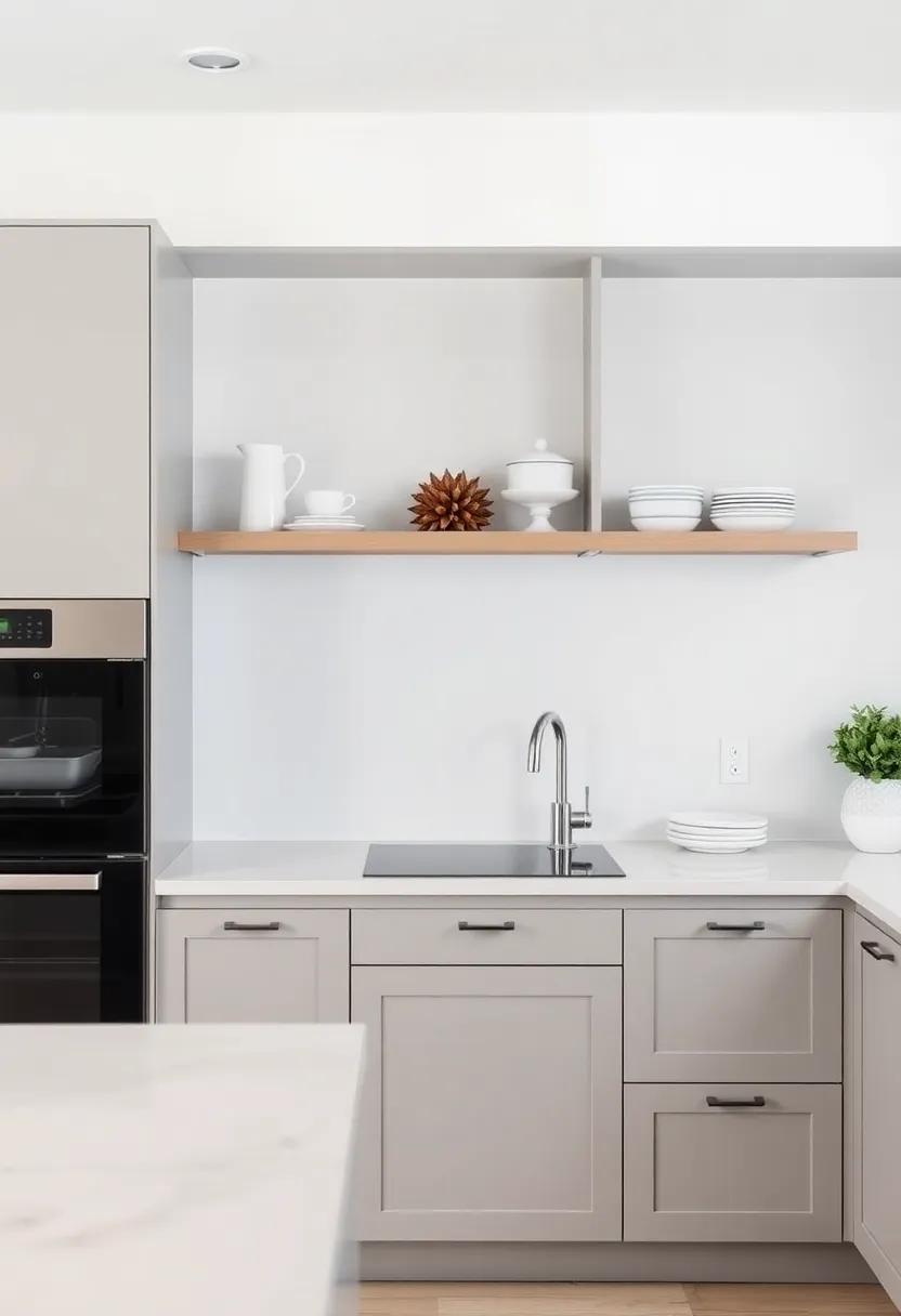 Capturing Elegance: Styling Open Shelving with Grey Cabinets