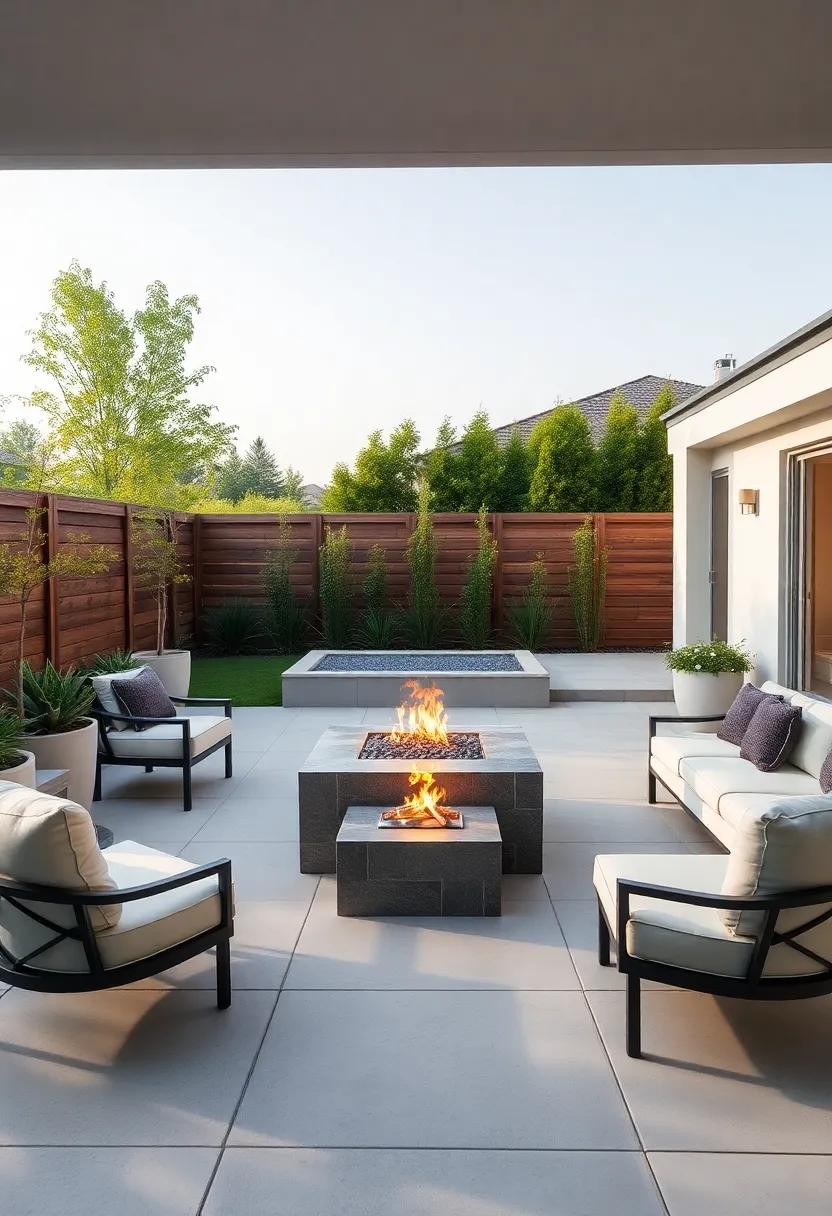 Sleek and modern Patio Styles ‍Featuring Fire Pits ‌as ​Focal Points