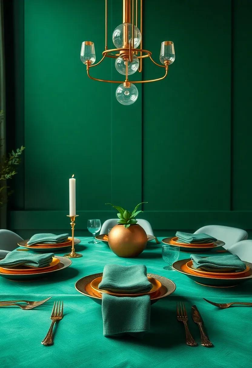 Transform Your Dining Area With Luxurious Emerald ⁣and Bronze Table Settings