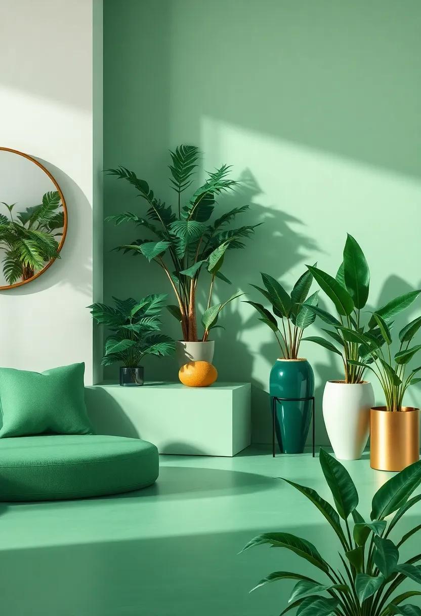 Incorporating Emerald Green Plants⁣ for a Touch of Nature