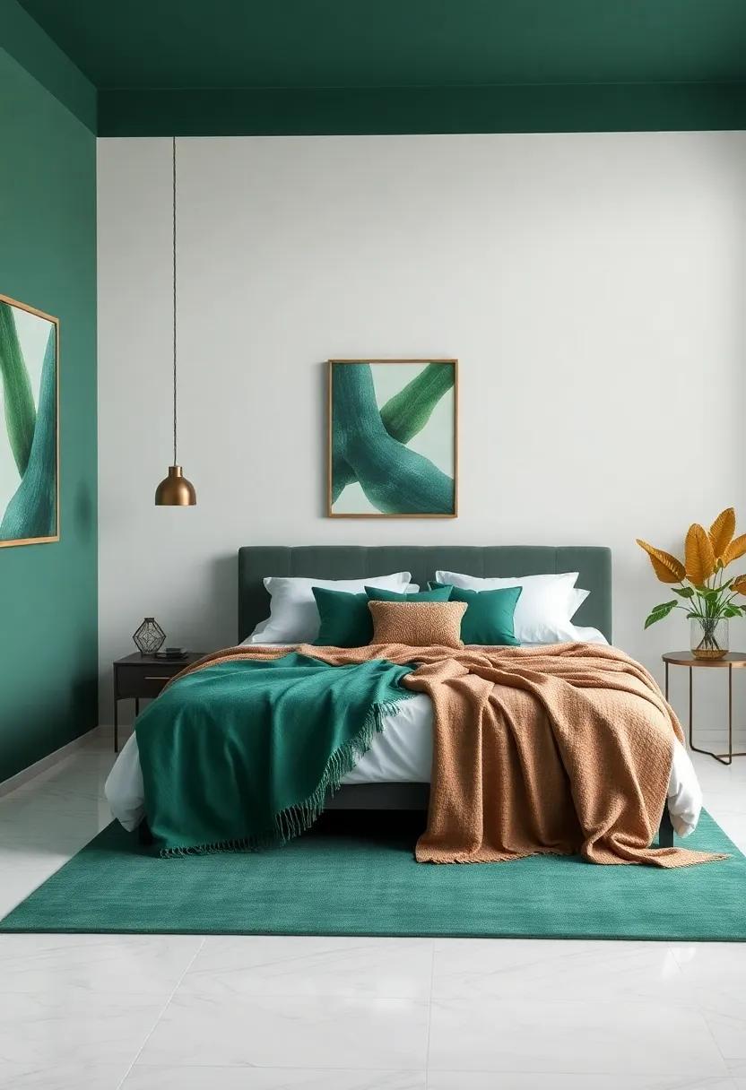 Creating a Serene Bedroom Oasis With Emerald Green ‌Throws