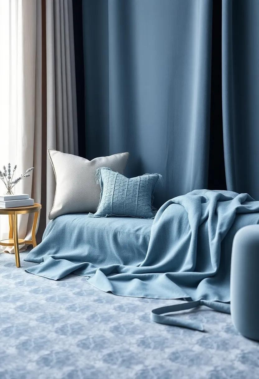 Elegant Fabrics and Textiles: Incorporating Slate Blue and Silver in Soft Furnishings