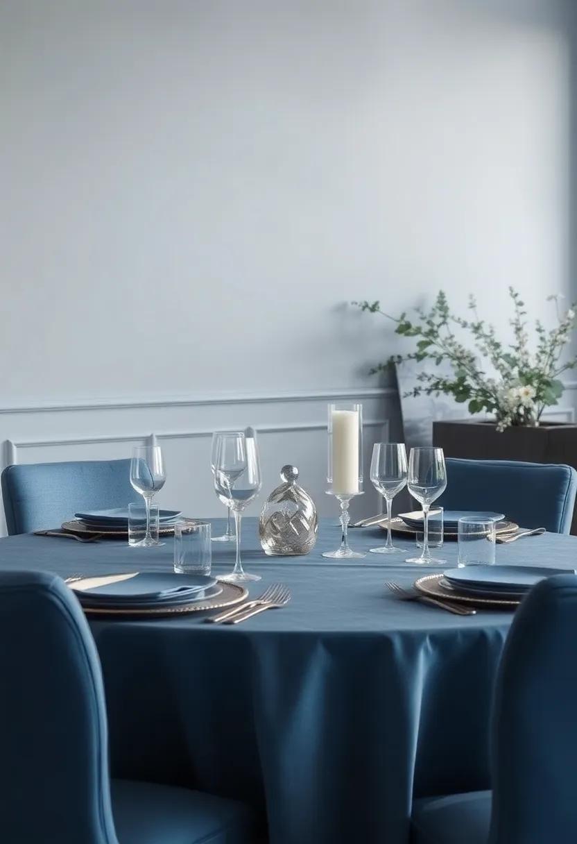 Elevating Entertaining Areas with Slate Blue and Silver Table Settings