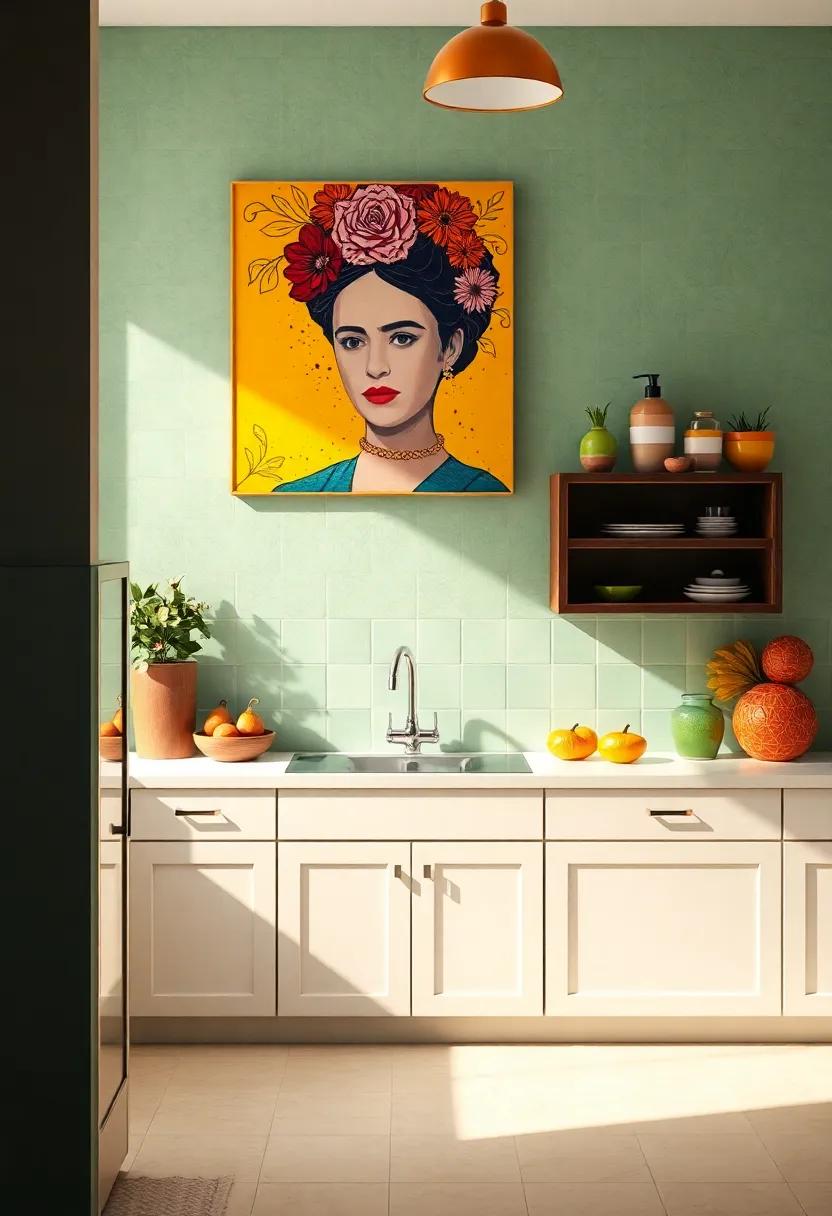 Highlight the Role of colorful Frida Kahlo-Inspired Artwork in Your Kitchen