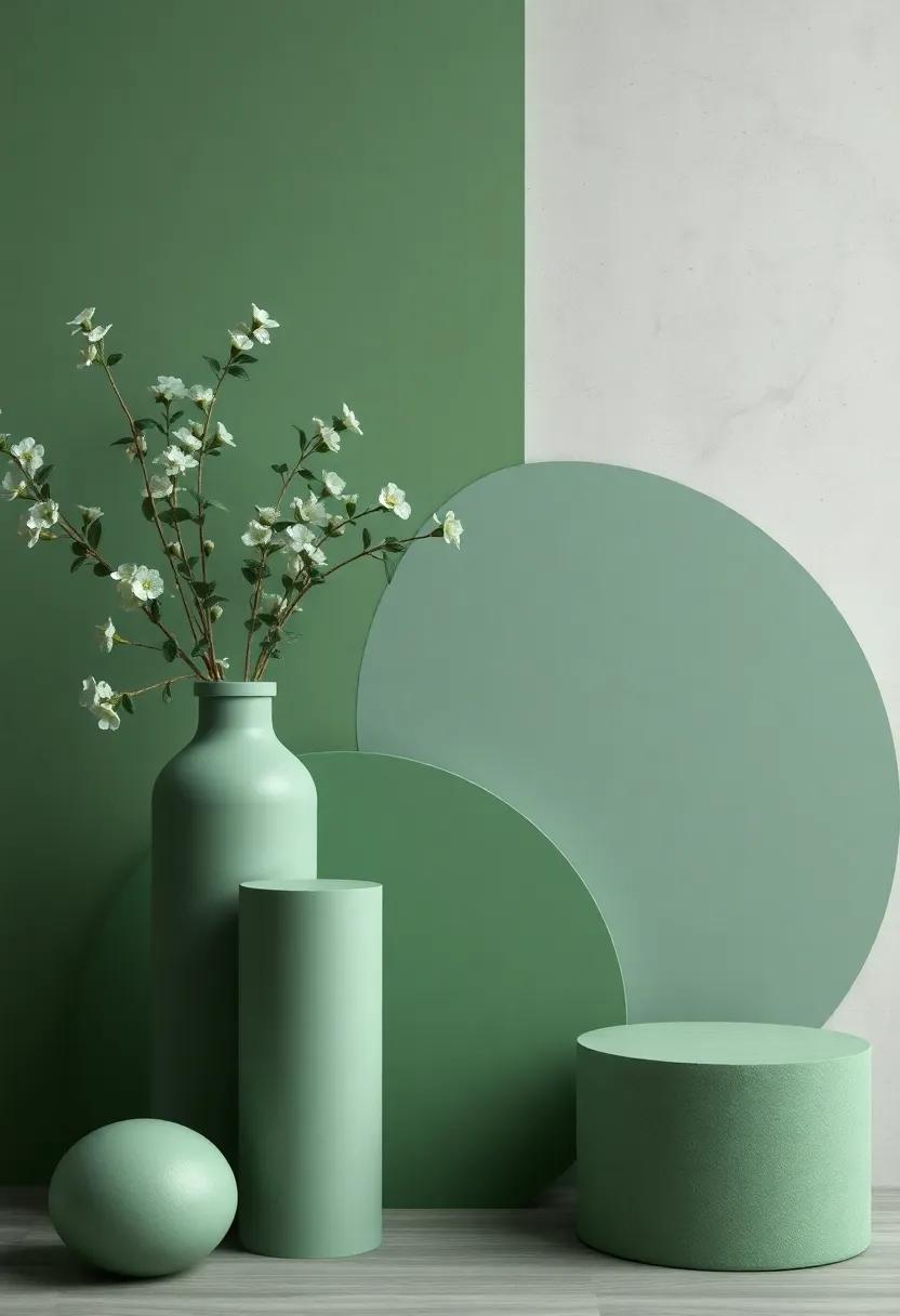 Aesthetic ‍Balance in Home Decor Using Muted Green and Light Gray Textures