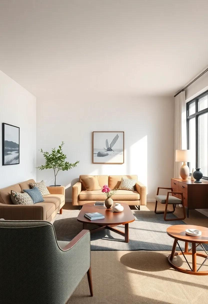 Timeless‌ Appeal of Vintage Living Rooms Infused ‌with‌ Mid-Century ⁣Charm