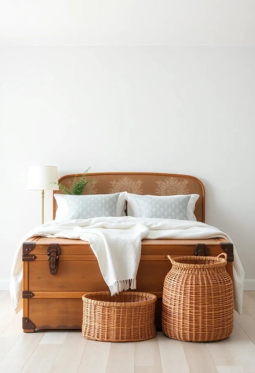 chic Storage Solutions: Utilizing Vintage Trunks and Chic Baskets