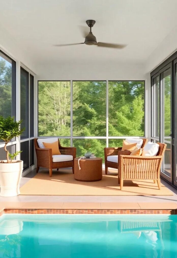 Embrace Relaxation: Transform Your Screened Porch with Large, Comfy Chairs