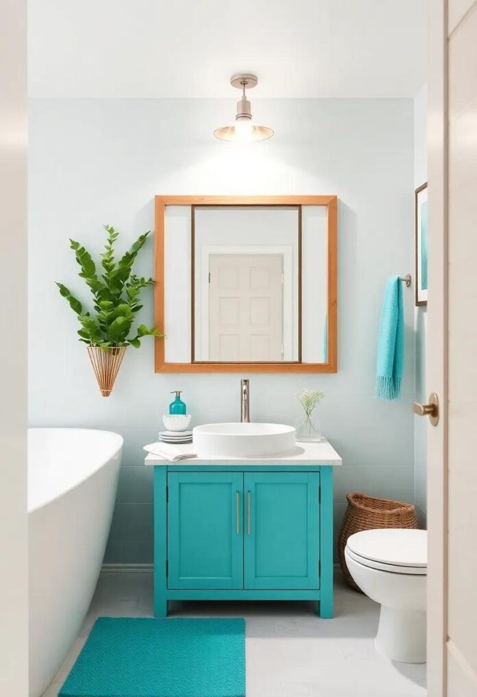 Embrace Island Vibes: Designing a Coastal Bathroom with Elegant Turquoise Accents