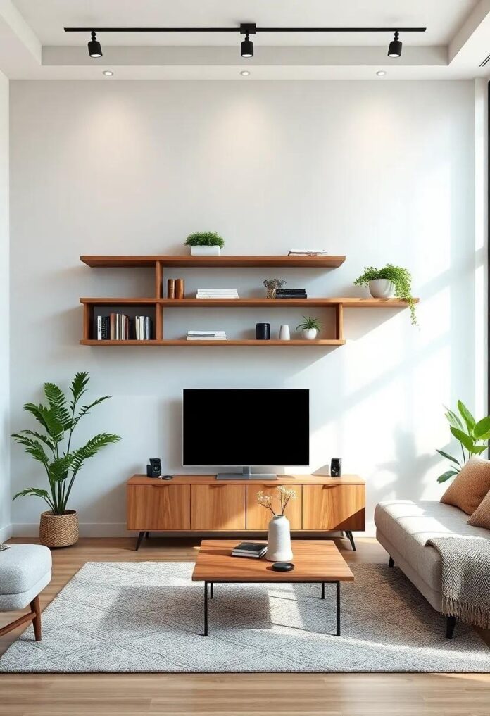 25 Inspiring Apartment Living Room Layouts Featuring Stylish Wall-Mounted Shelves