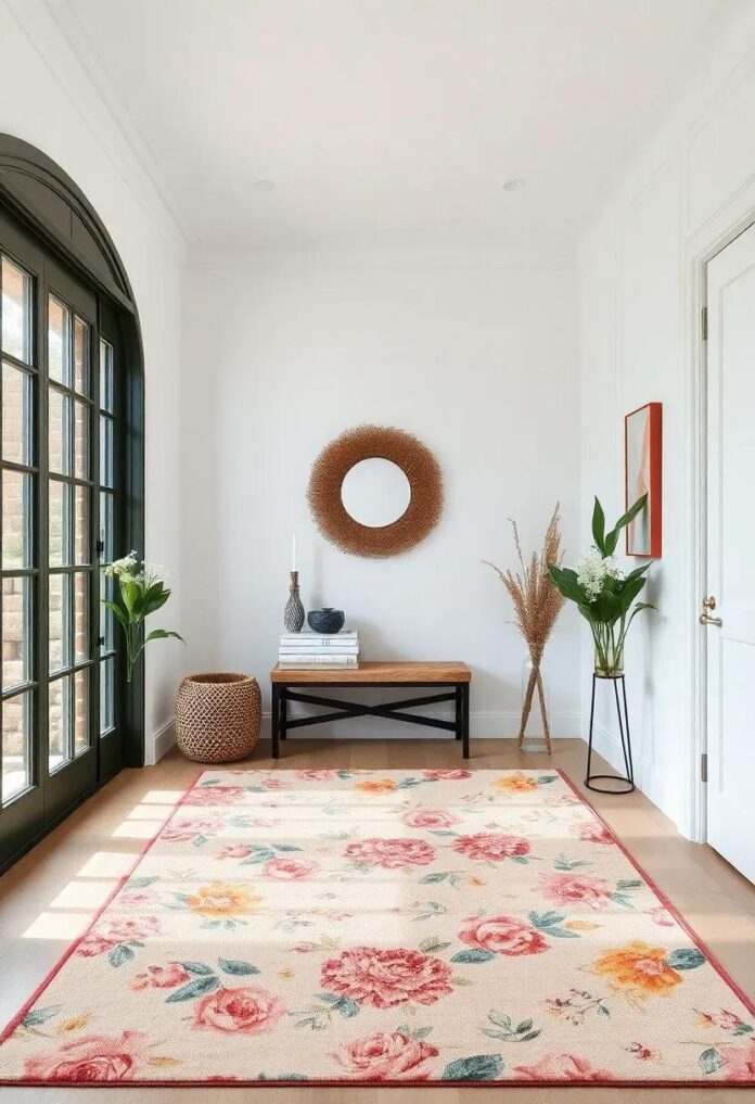 24 Grandmillennial Entryways Featuring Floral Rugs That Charm and Inspire