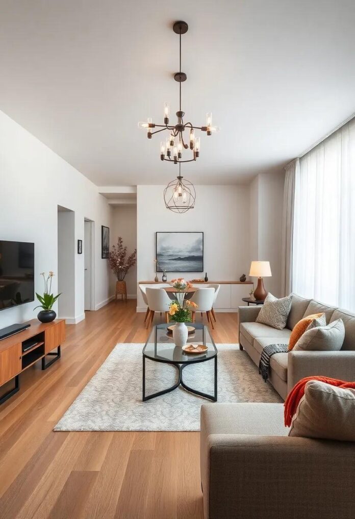 25 Inspiring Ideas for Small Living Rooms with Dining Areas and Stunning Light Fixtures