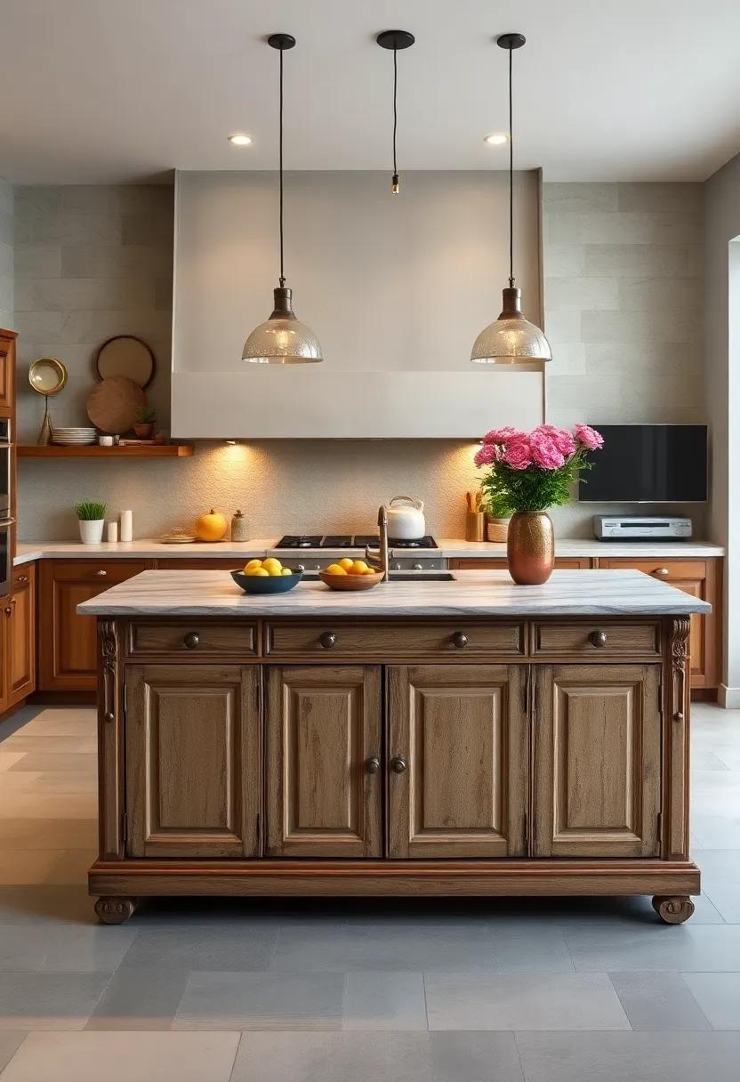 Antique⁣ Sideboard Island: Transform an ​antique sideboard into a‌ functional island, ‌creating a unique blend of style​ and ​practicality for your cooking space