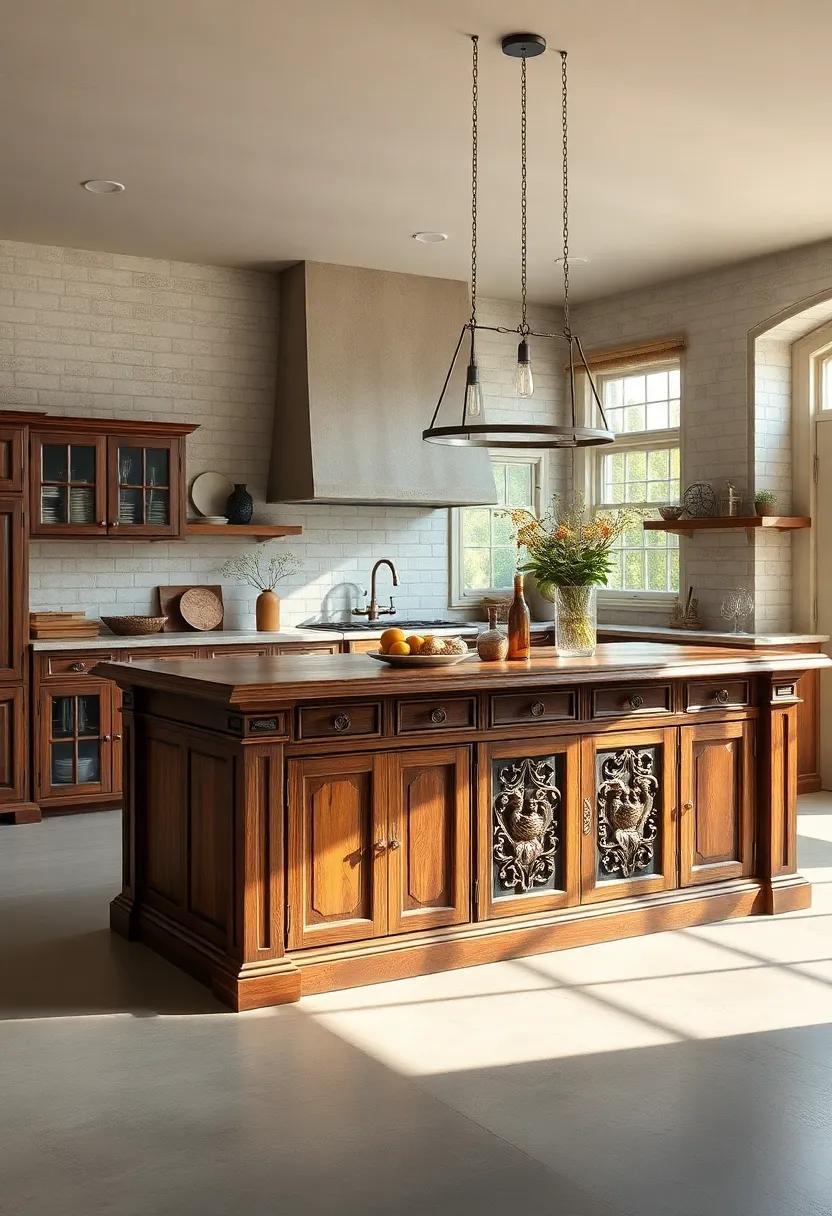 Rustic Colonial Design: Explore⁣ the beauty of a colonial-inspired ​kitchen island with⁣ rich woods and intricate carvings, perfect for those who appreciate historical craftsmanship