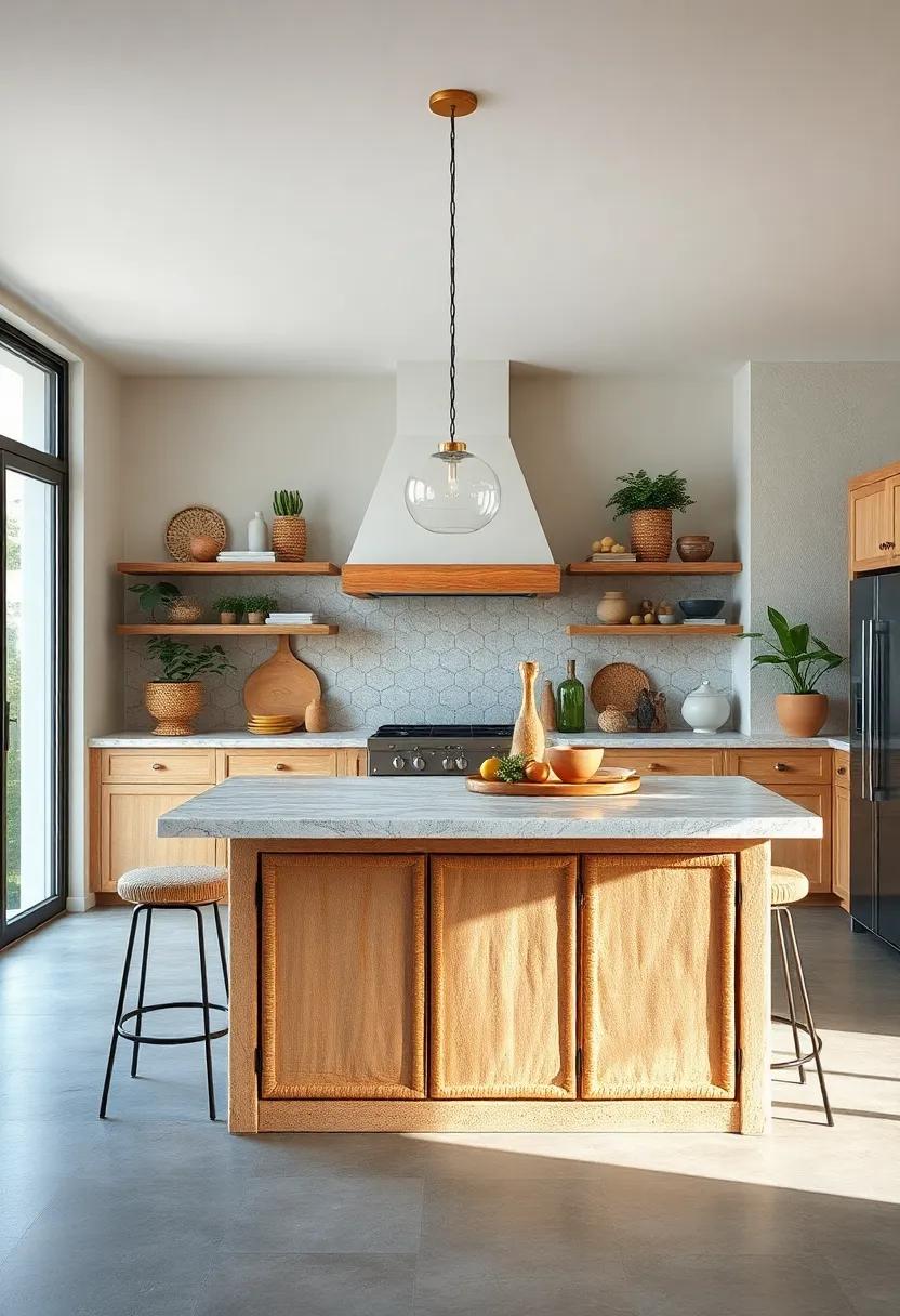 Vintage Rattan Accents: ⁣Add a tropical flair with an island featuring rattan details, perfect⁣ for a relaxed and breezy kitchen experience