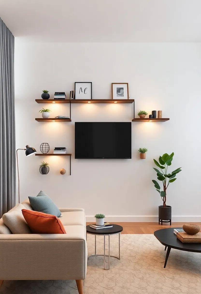 Creative‍ Side Lighting: Inspire your​ layout ⁣with wall-mounted shelves that incorporate lighting ‌elements, creating⁢ a warm glow and highlighting ​your decor