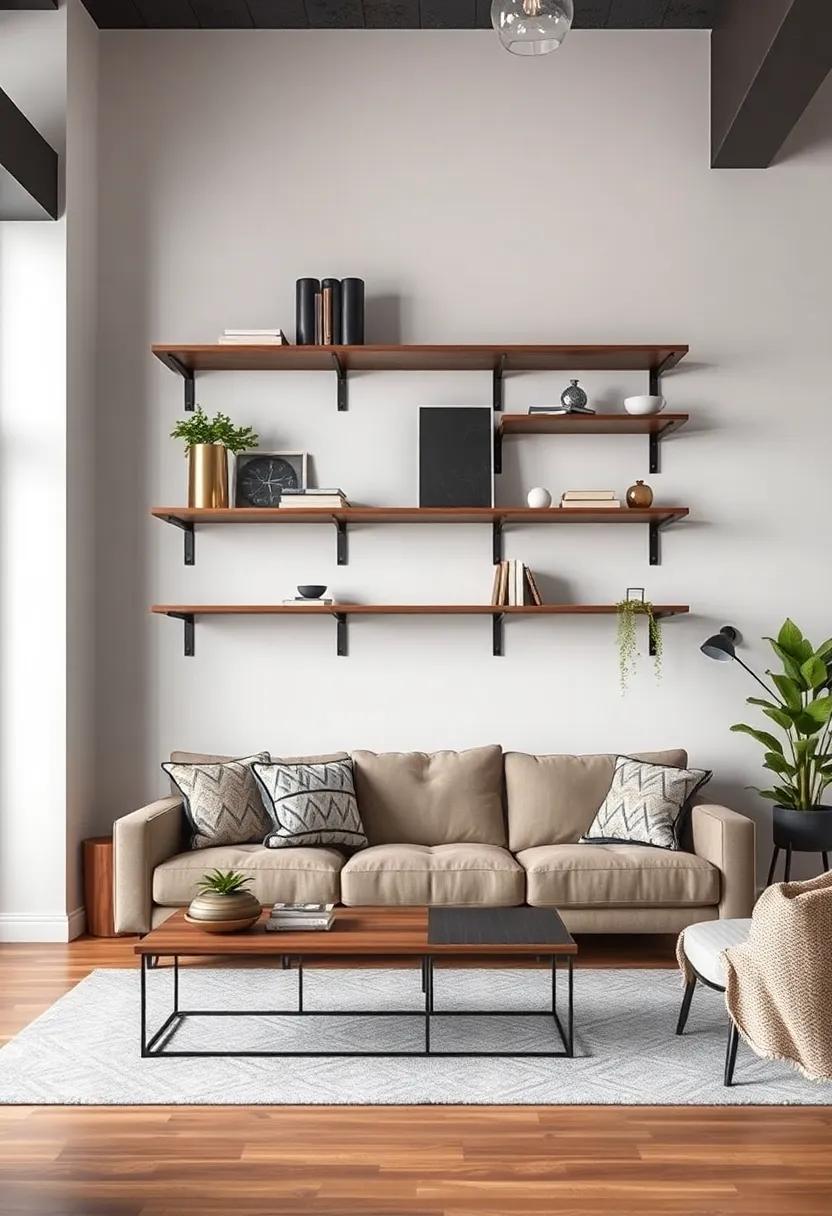 Industrial Chic: Embrace the raw ​charm of ⁣metal⁣ shelves ⁤with exposed brackets, creating ⁤an industrial vibe that perfectly⁤ complements ⁤a loft-style apartment