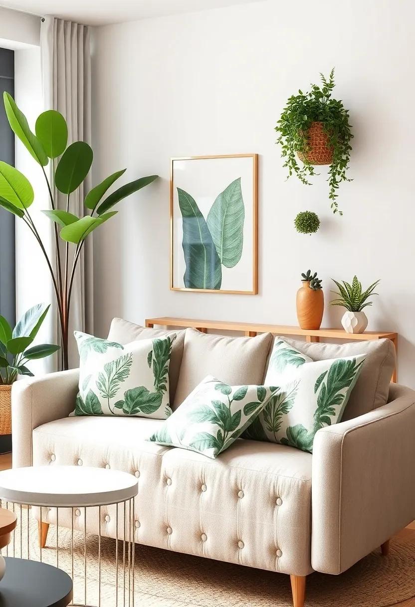 Nature-Inspired Throw Pillows: Choose throw ⁢pillows with botanical ⁤prints or ⁢textures that mimic natural ‍fibers to enhance your green aesthetic