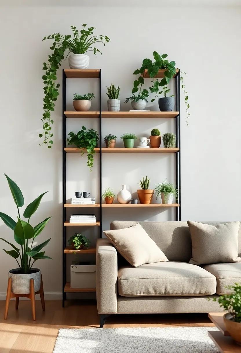 Plant‍ Shelving ⁣Unit:‍ Install a⁢ dedicated⁤ shelving unit to ‍display a ‍variety of plants, incorporating ​different⁣ heights and⁤ textures for visual ‍interest