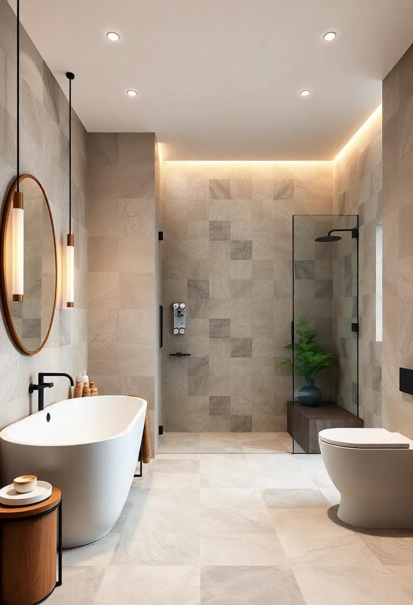 Bold ‌Geometric Patterns: Transform your⁢ bathroom into a modern masterpiece with striking geometric tile patterns that⁣ add depth and visual ⁤interest