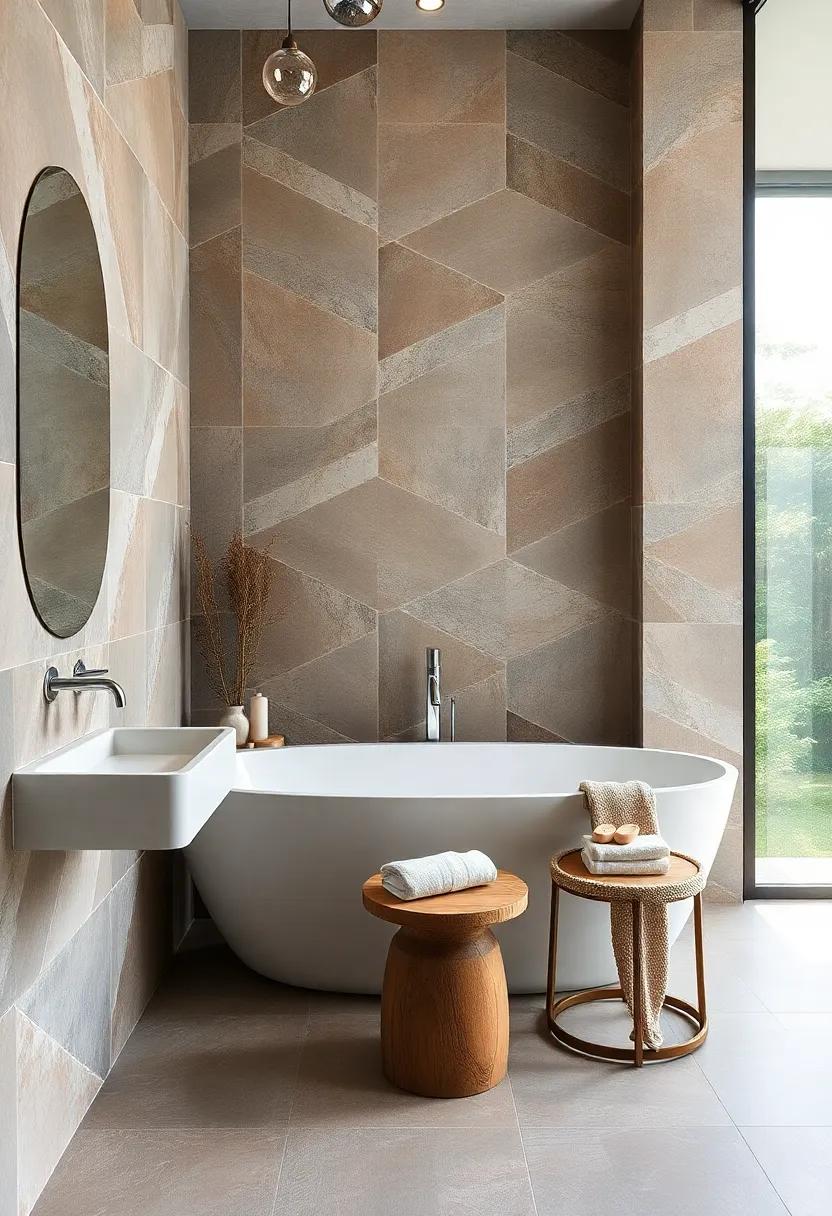 Nature-Inspired​ Designs: Use tiles with natural stone finishes and earthy hues ⁢to evoke a sense of tranquility and connect your bathroom to the great outdoors