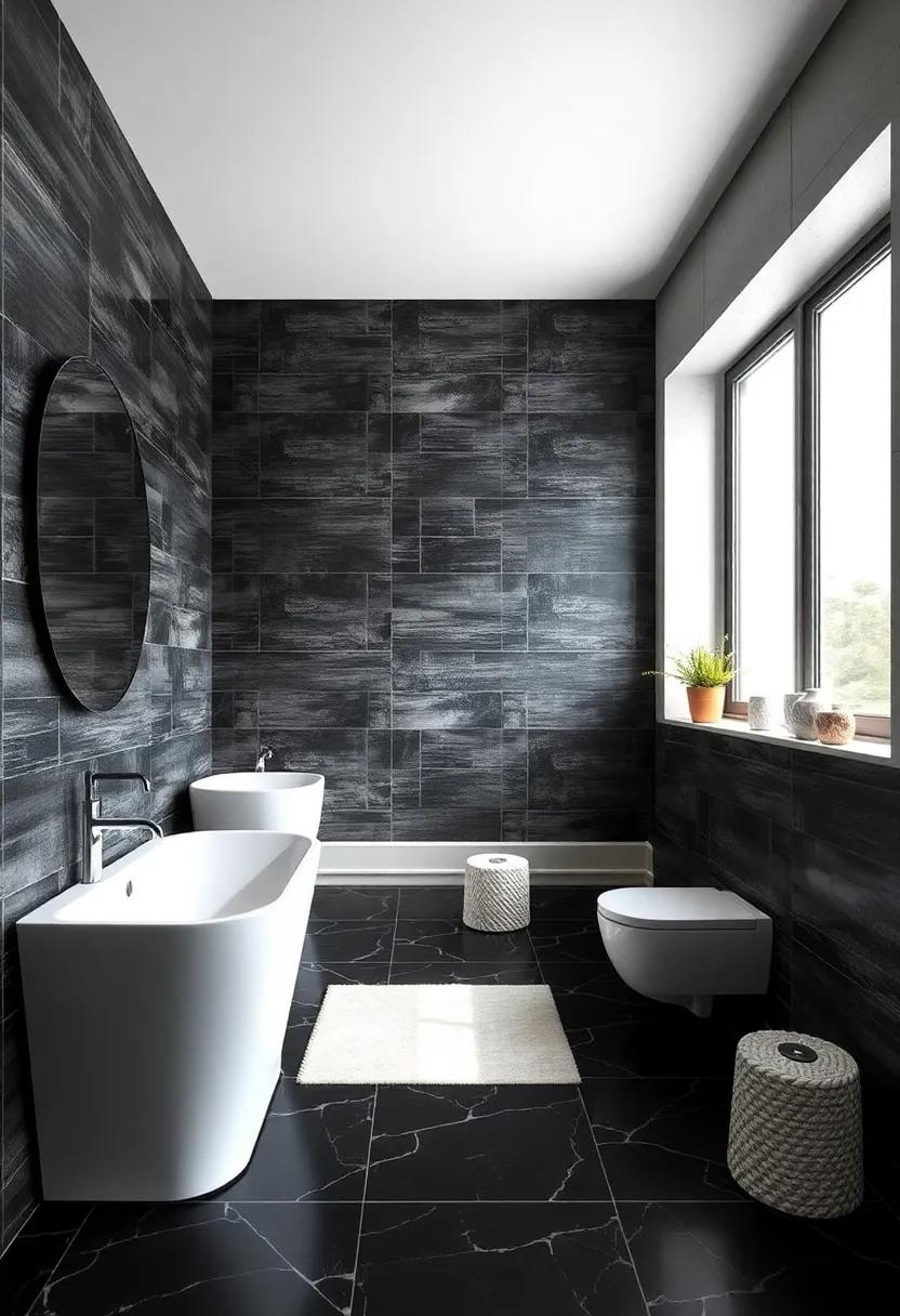 Striking Black Tiles: ⁤Embrace ⁢dramatic black tiles ‌for a chic,‍ modern design; pair them with metallic ⁤fixtures ‌for⁤ a striking,​ high-contrast look