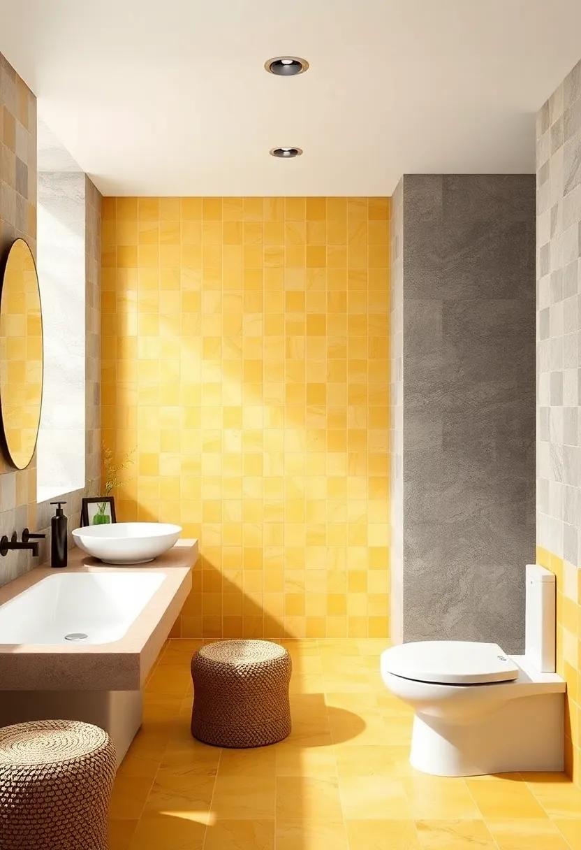Sunlit Yellow ‍Accents: Infuse your ‌bathroom‍ with cheerful⁤ sunlit yellow tiles for ⁢accents;⁣ they can ⁤brighten your ‌mood⁣ and elevate the space