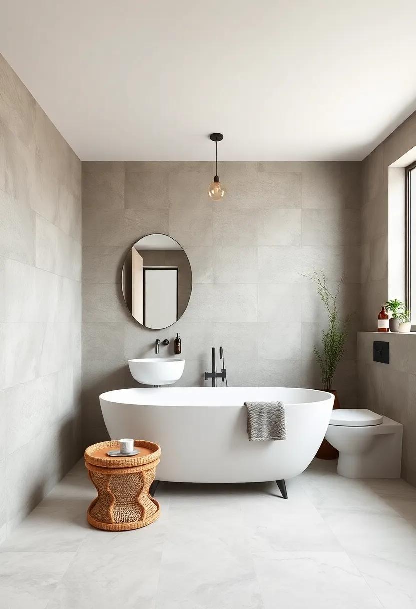 Textured Cement⁤ Tiles: Experiment ⁢with⁤ textured cement tiles for ‍a ‌rugged look that​ can bring⁢ warmth and character to ‌any‍ modern‌ or industrial bathroom