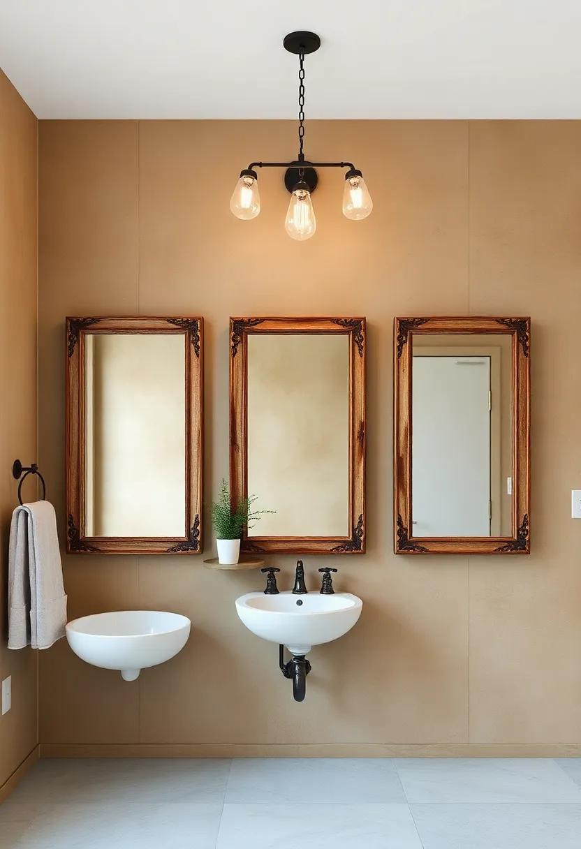 Old-Fashioned‍ Mirrors: Frame your bathroom vanity with vintage-inspired mirrors that complement ⁣rustic walls and add an element of ⁢charm