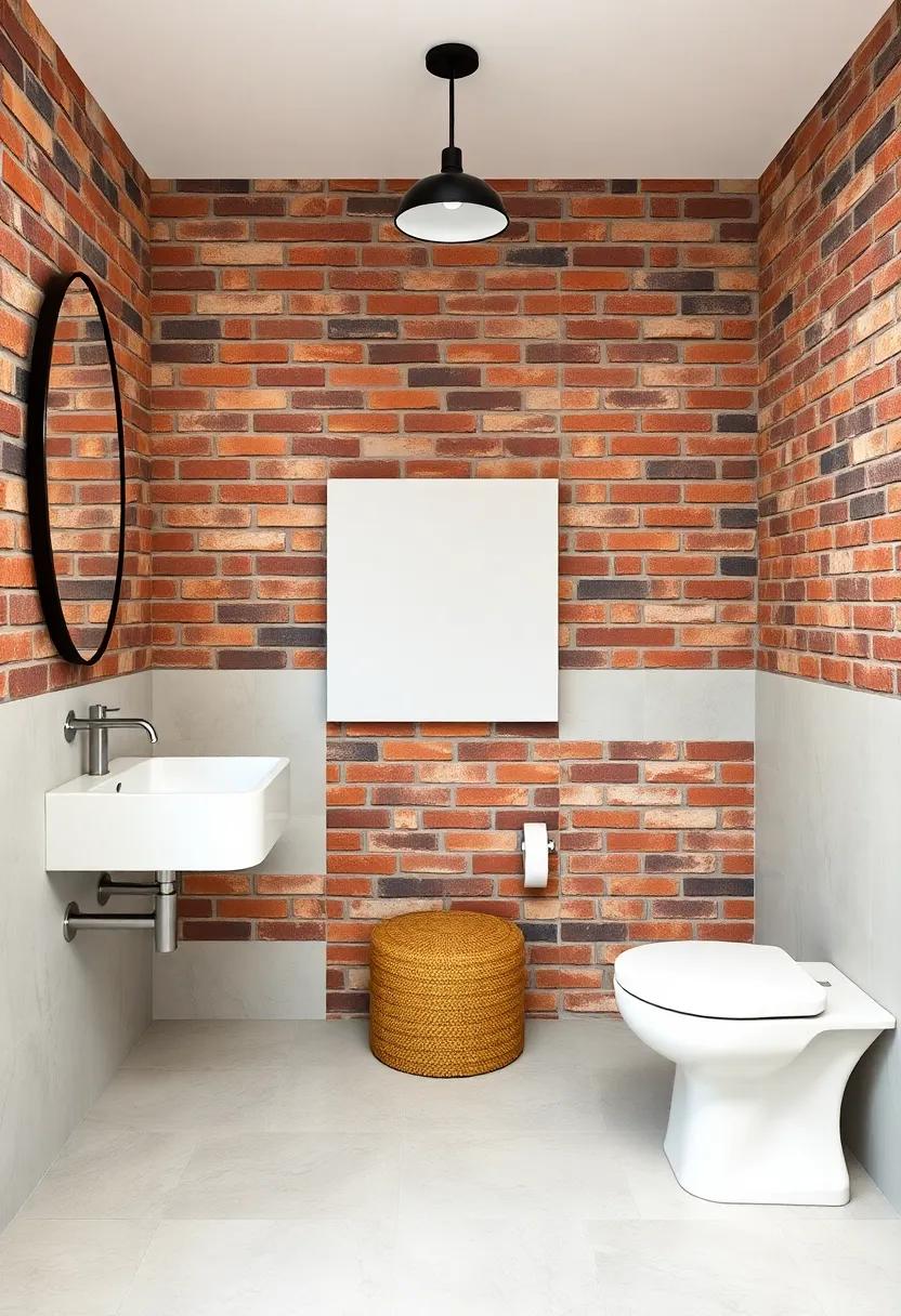 Vintage Brick ‍Inlays: Infuse industrial charm⁣ with exposed ‌brick inlays,‌ fitting‌ beautifully in a rustic-themed bathroom while providing a touch of timeless​ style