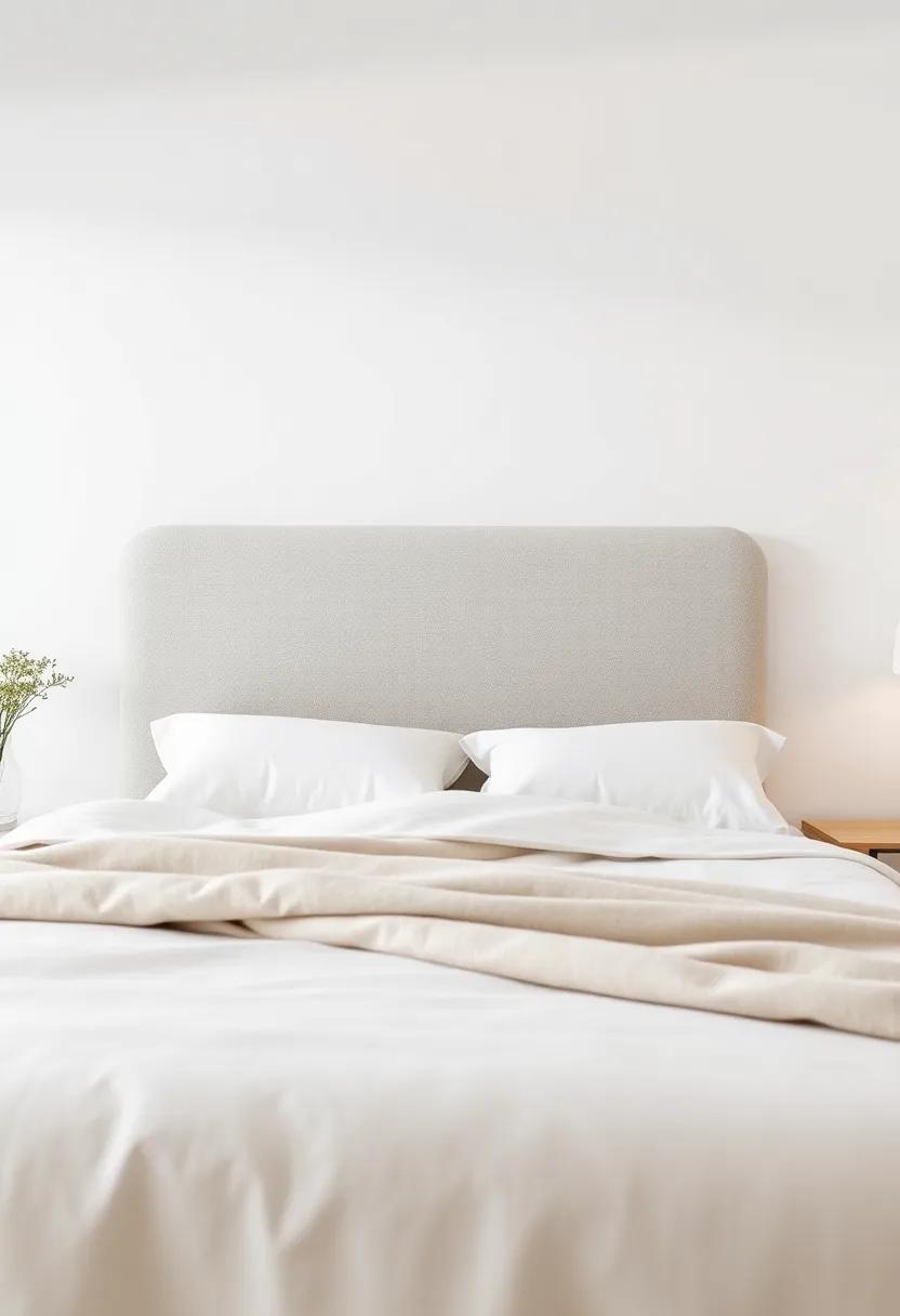 Minimalist Elegance: A sleek, low-profile headboard covered in a‌ soft, neutral fabric that pairs beautifully ⁤with‌ a variety of bedding styles