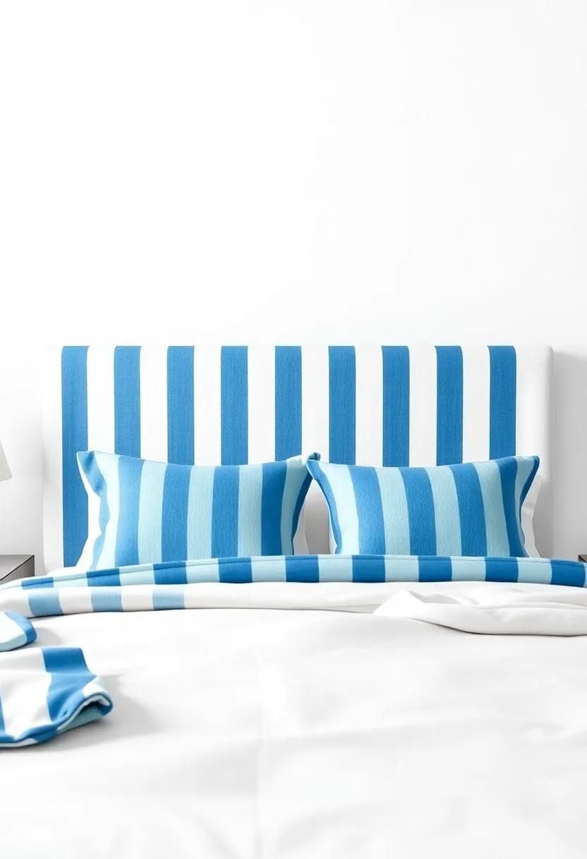 Nautical Nights: A coastal-themed ‌headboard sporting blue⁤ and white striped fabric,‍ capturing ⁢the essence of ⁤beachside relaxation