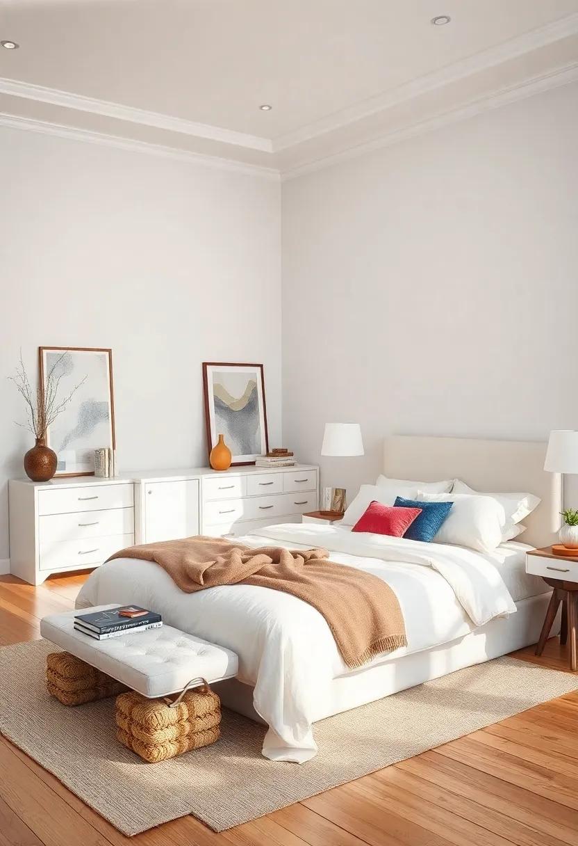 Finding Balance: Pairing White Furniture with Dark and Colorful elements
