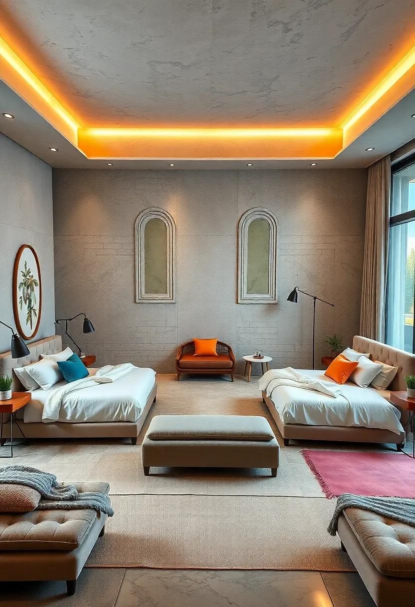 Artistic Arrangement: Get creative⁤ with beds arranged in non-traditional formations, ‌like ⁣circular or‍ diagonal placements, for ⁢an eye-catching⁣ focus