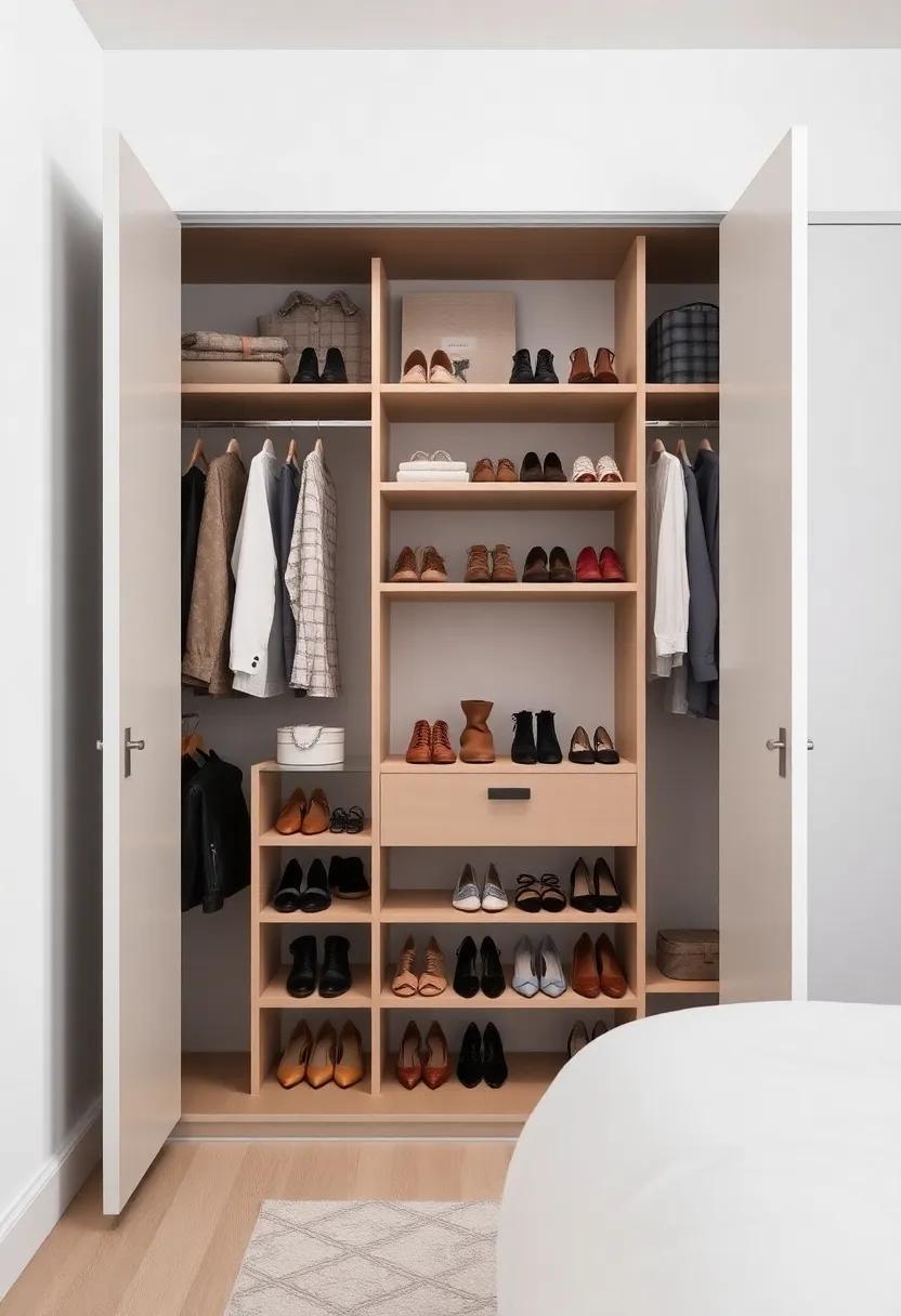 Modern Open Wardrobe with Shoe Shelves – Embrace minimalism with an open ⁤wardrobe ‌design,allowing easy⁣ access ⁤to your favorite shoes while showcasing your fashion
