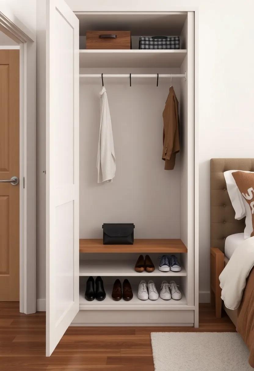 Stylish ​Wardrobe with Dual-purpose Shoe Bench – Optimize your entryway to bedroom transition with a ⁢stylish wardrobe‌ that doubles as‍ a shoe ⁢bench for ease and comfort