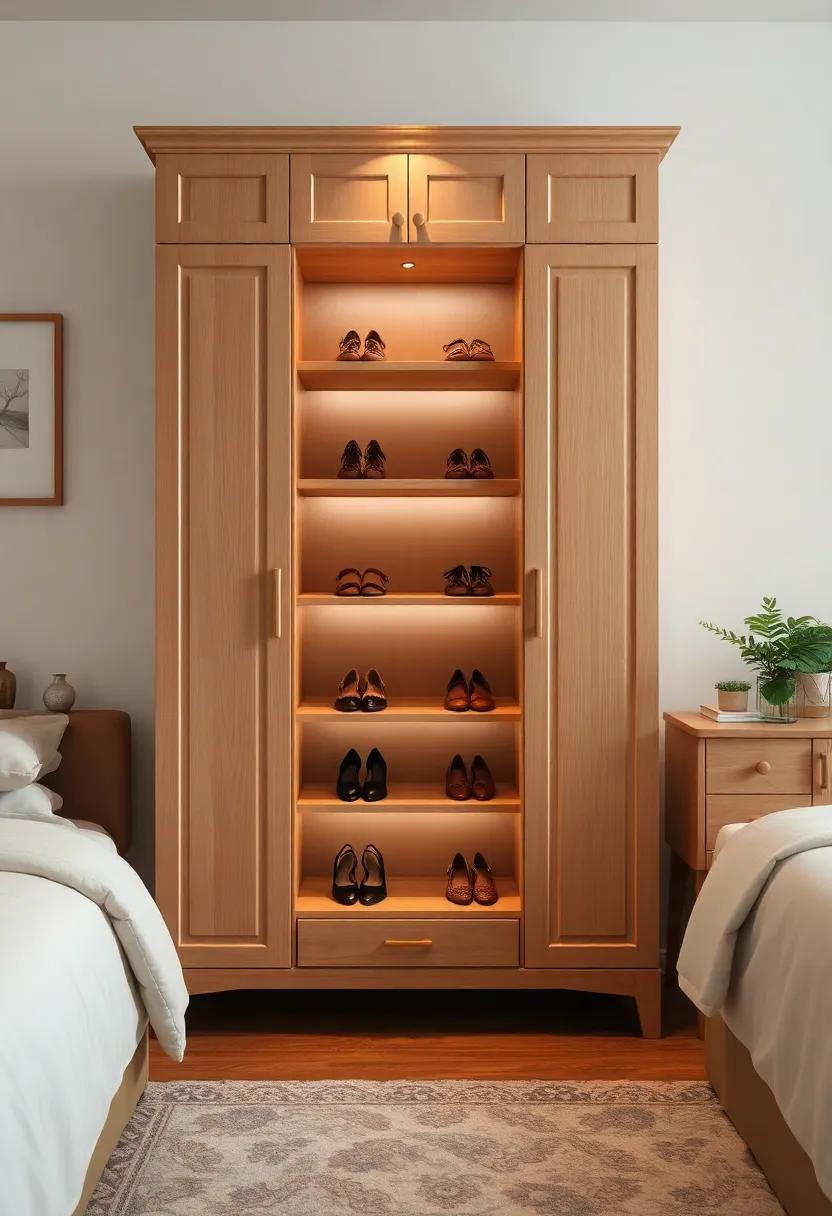Traditional Wardrobe ‌with Aesthetic Shoe Shelves – Create ​a‌ cozy atmosphere with a traditional wardrobe that integrates beautifully aesthetic shoe shelves for decorative storage