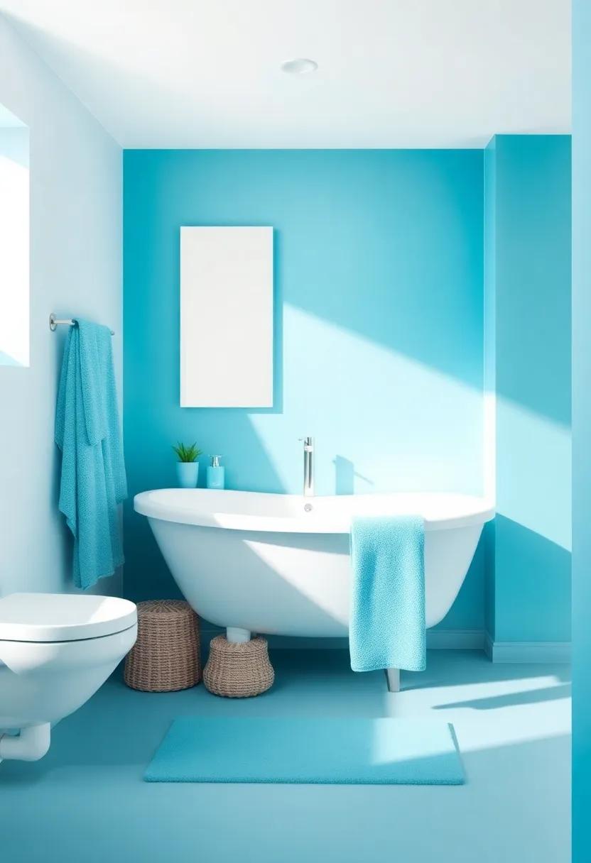 Aqua Accents: Incorporate bright aqua accents through ⁣towels and decor items against a neutral backdrop for a refreshing‌ pop of ​color