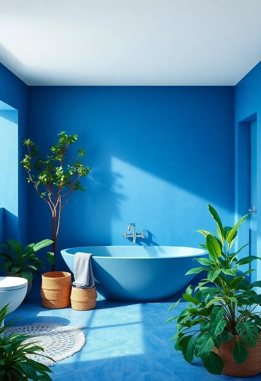 Botanical Bliss:⁤ Combine blue ⁣hues with ​lush greenery ‌to ⁢establish a refreshing spa-like⁢ environment that promotes⁢ tranquility