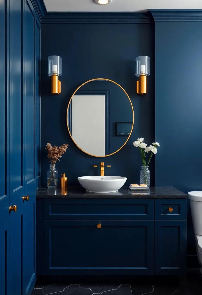 Midnight ‌Serenity: Go bold with deep navy cabinetry and gold fixtures, creating a ⁢stunning ⁢contrast that exudes elegance