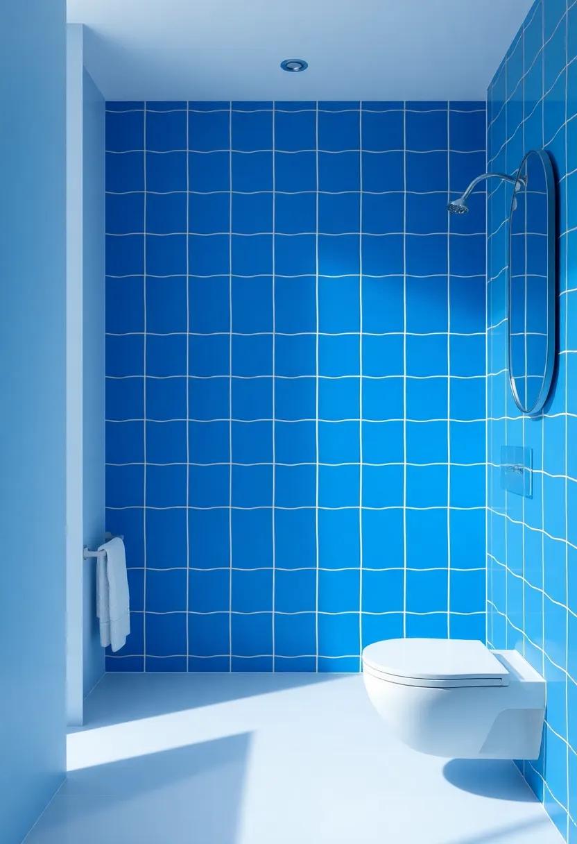 Pattern Play: Use bold blue geometric tiles to create a ‌stunning feature ⁣wall ⁣that serves as⁣ a ‍visual ‍centerpiece