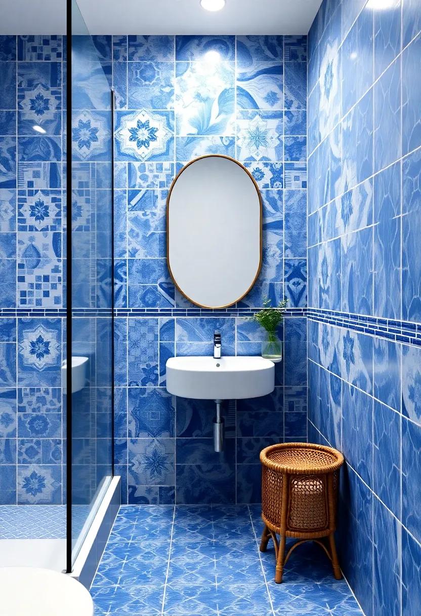 Travel-inspired Retreat: Select a Moroccan-inspired ⁢blue tile⁤ pattern for a‍ globally influenced bathroom design