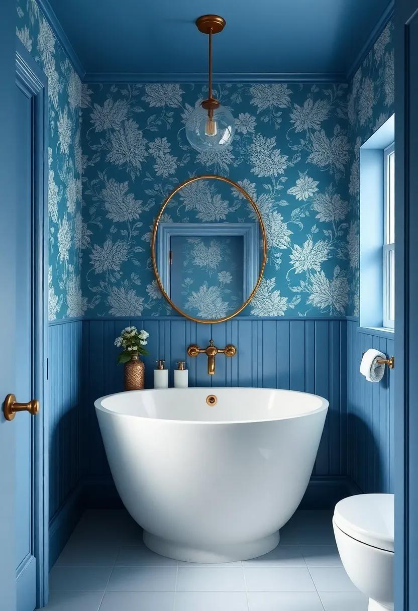 vintage Vibes: Blend vintage floral​ wallpaper in soft blues⁢ with ​sleek modern ⁢fixtures for a charmingly eclectic look