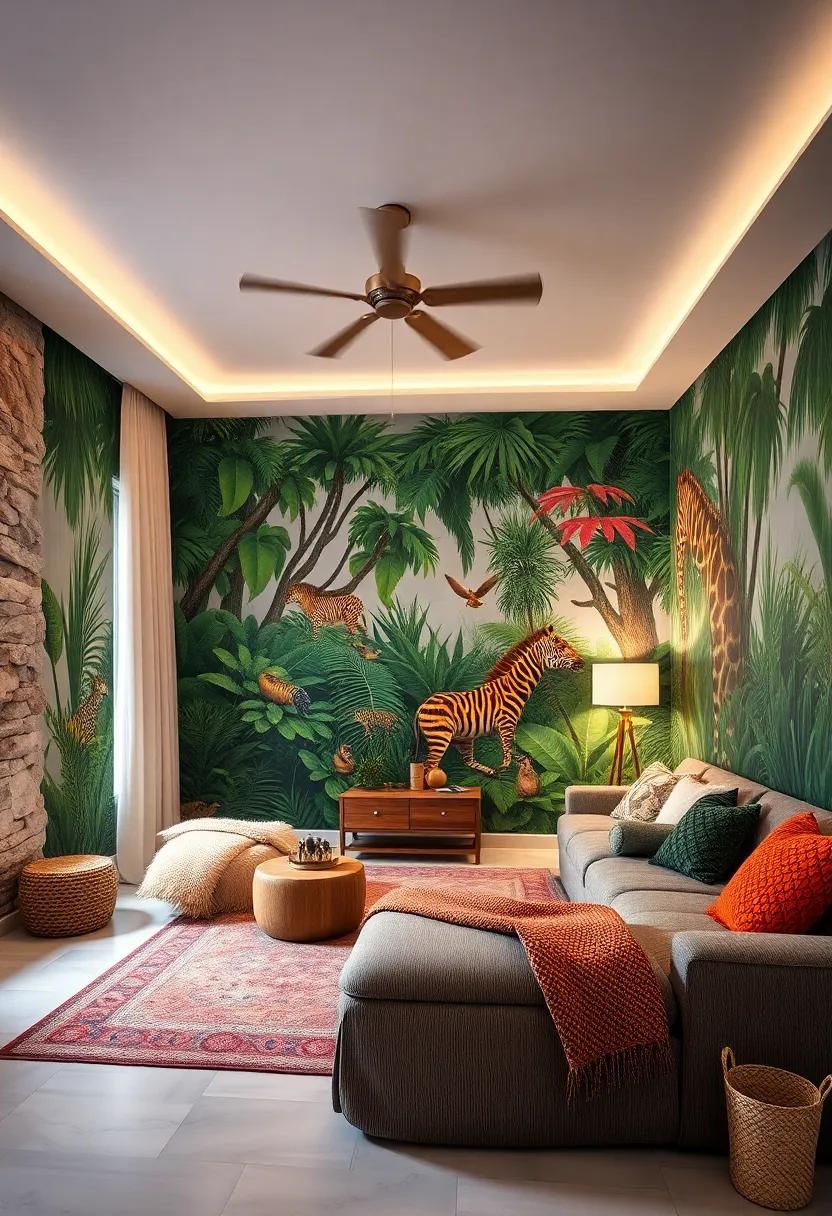 Jungle Safari:⁢ An adventurous mural filled with exotic animals and dense foliage transports ⁤your child to a wild jungle teeming with life