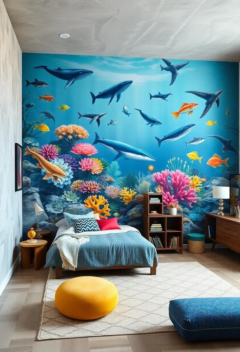 Oceanic Wildlife:⁣ A mural featuring⁤ diverse⁣ sea life, from majestic whales to colorful coral⁤ reefs,‌ fosters a love for​ ocean ​conservation