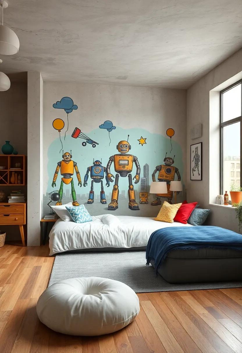 Robot Factory: Illustrate a creative hub filled with quirky robots, encouraging inventiveness⁢ and innovation ​in ⁣your child's play