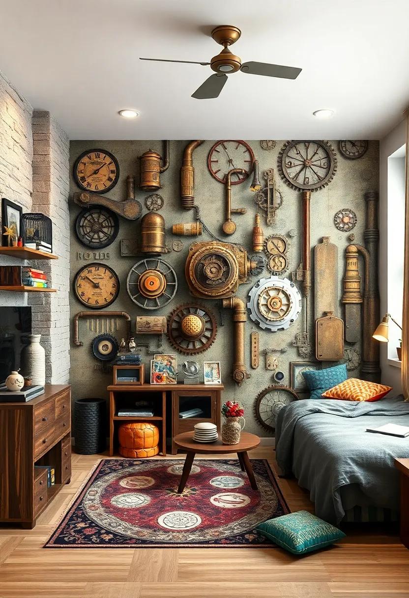 steampunk Corner:​ Infuse creativity with a steampunk-themed ⁢mural, blending vintage machinery and whimsical inventions​ for a unique‌ atmosphere