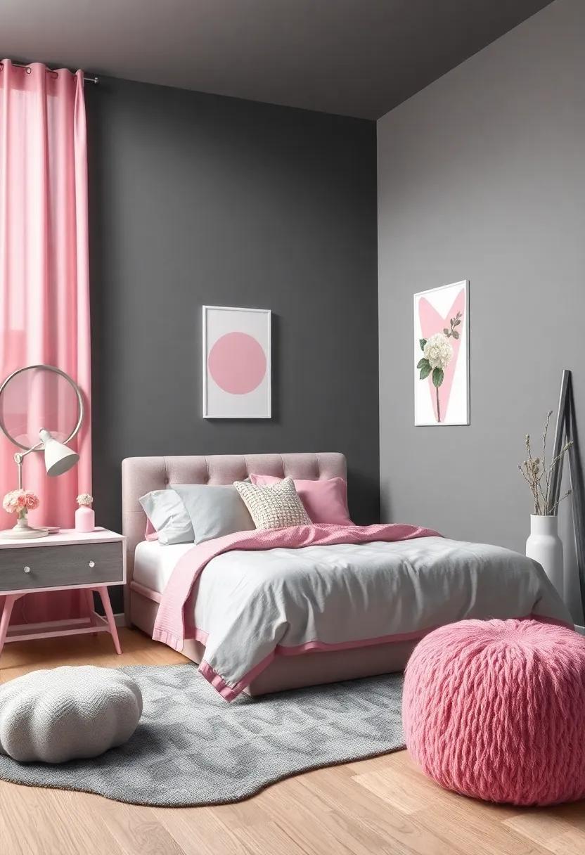 Personalized‌ Touches⁢ That Manifest Individuality in a Charcoal‌ Grey⁤ and Pink Room