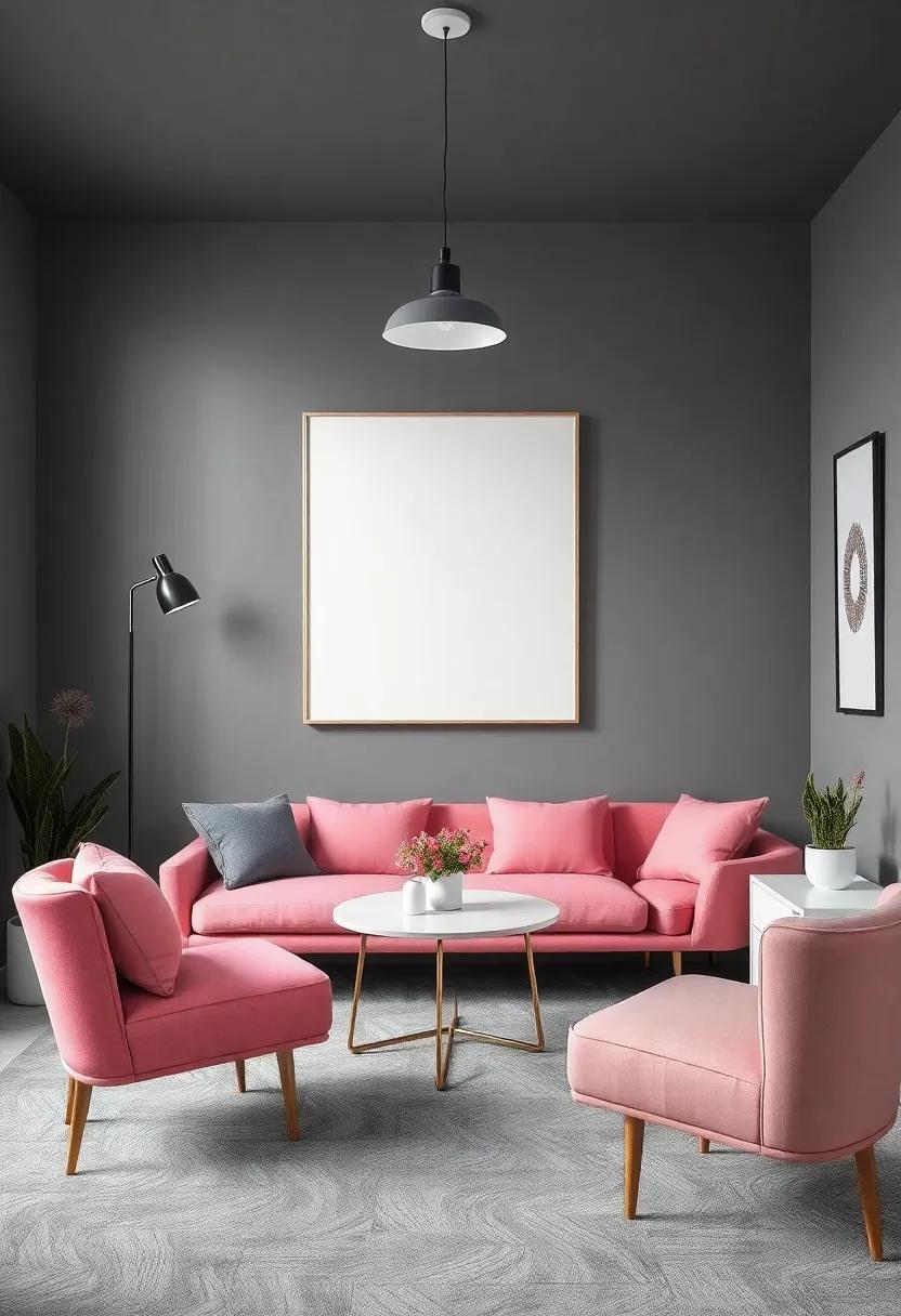 Incorporating Greenery for a​ Fresh Touch in a ‍Charcoal​ Grey and Pink Bedroom